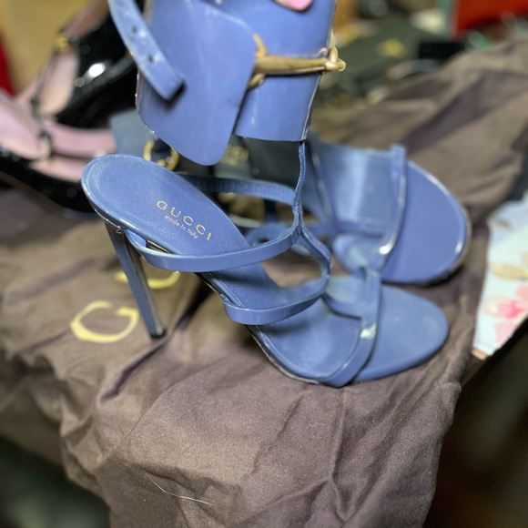 Authentic Blue Gucci Gladiator style caged sandals in size 36.5 - Picture 2 of 6